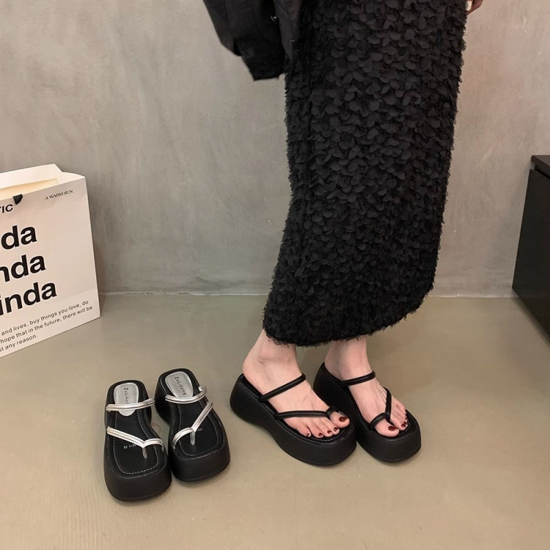 Nišinės storapadės sidabrinės basutės moterims, vasariniai viršutiniai drabužiai su platforminiu padu, prancūziškos basutės