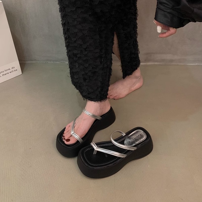 Nišinės storapadės sidabrinės basutės moterims, vasariniai viršutiniai drabužiai su platforminiu padu, prancūziškos basutės