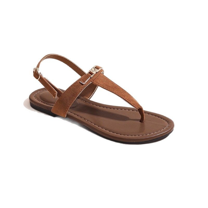 Vintage tanga római szandálok női 2025 nyári új divatos hétköznapi lapos tanga szandálok