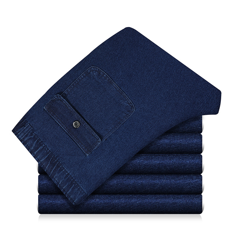 Nyári laza, egyenes szárú férfi lezser farmer, magas derekú és mély üleppel, laza, középkorúaknak és időseknek való vékony, elasztikus derekú farmer.