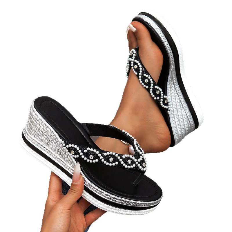 Határokon átnyúló 2025-ös külkereskedelmi új, egyszínű, halszálkás, európai és amerikai stílusú, nagy méretű, kerek orrú, vastag talpú, éksarkú szandál