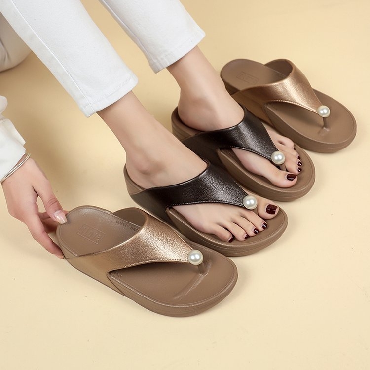 Ékszíjas gyöngykapcsos papucsok női cipők, 2025-ös új nyári ékszíjas strandszandálok