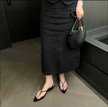 Franču nišas stringveida sandales sievietēm, vasaras virsdrēbes, augstpapēžu kurpes ar smailiem purngaliem, romiešu sandales ar vienu siksniņu