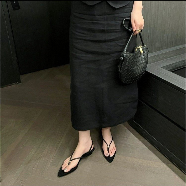 Franču nišas stringveida sandales sievietēm, vasaras virsdrēbes, augstpapēžu kurpes ar smailiem purngaliem, romiešu sandales ar vienu siksniņu