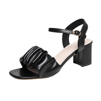 Γυναικεία σανδάλια με τετράγωνη μύτη και χοντρό τακούνι, καλοκαίρι 2024, νέα plus size με φούστα, χωρίς κόπωση, πόδια με σανδάλια 35-42