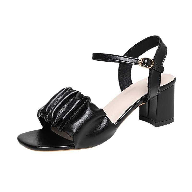 Γυναικεία σανδάλια με τετράγωνη μύτη και χοντρό τακούνι, καλοκαίρι 2024, νέα plus size με φούστα, χωρίς κόπωση, πόδια με σανδάλια 35-42