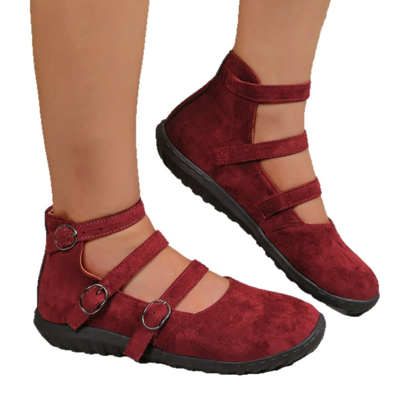 Retro stiliaus apvalios nosies, seklios nosies, trijų diržo sagčių Mary Jane bateliai 2025 m. pavasariui ir rudeniui, naujo stiliaus moteriški vakariniai laisvalaikio bateliai