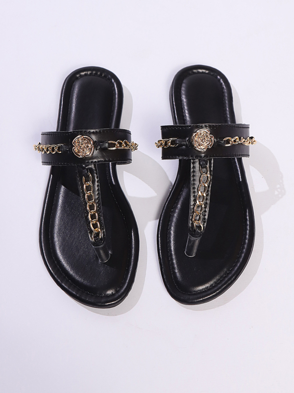 2025-ös nyári tweed stílusú, nagy rugalmasságú, lapos tangaláncos, divatos, lezser, farmer szoknyával, kényelmes, lapos talpú papucs