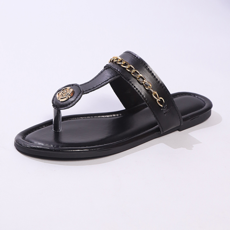 2025-ös nyári tweed stílusú, nagy rugalmasságú, lapos tangaláncos, divatos, lezser, farmer szoknyával, kényelmes, lapos talpú papucs