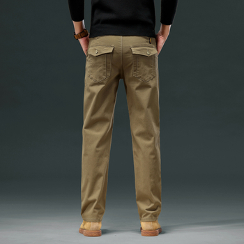 2024-es őszi divatos, egyszerű khaki színű, kényelmes, vékony, egyenes szabású, hosszú szabású, üzleti nadrág