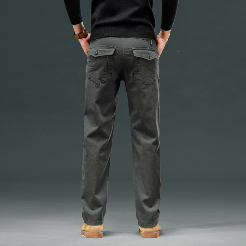 2024-es őszi divatos, egyszerű khaki színű, kényelmes, vékony, egyenes szabású, hosszú szabású, üzleti nadrág