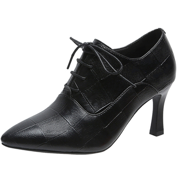 Γυναικεία Παπούτσια Φθινοπώρου Νέα Παπούτσια με Βαθιά Κομμένα Παπούτσια Μονής Επίστρωσης Ανάγλυφα Δερμάτινα Παπούτσια με Καρό Μυτερή Μύτη Μοντέρνα Ψηλοτάκουνα Βρετανικού Στυλ και Γόβες Naked