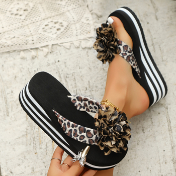 Ljetne japanke, ženske papuče s debelim potplatom, gornja odjeća s cvjetnim uzorkom, neklizajuće, veleprodaja ljetnih sandala za plažu s visokom petom, ženska moda
