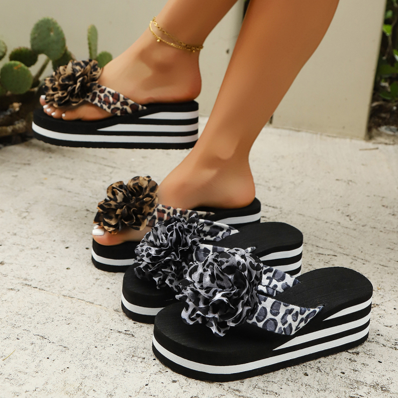 Ljetne japanke, ženske papuče s debelim potplatom, gornja odjeća s cvjetnim uzorkom, neklizajuće, veleprodaja ljetnih sandala za plažu s visokom petom, ženska moda