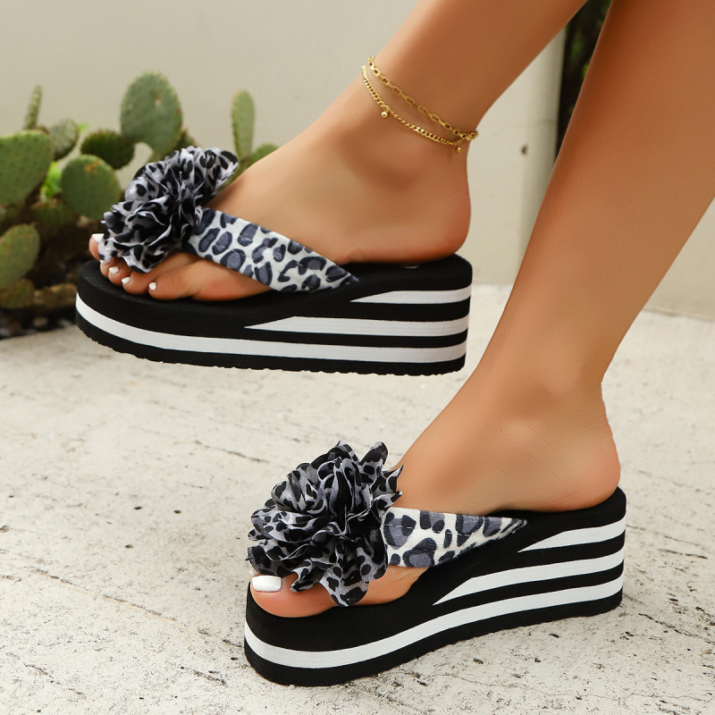 Ljetne japanke, ženske papuče s debelim potplatom, gornja odjeća s cvjetnim uzorkom, neklizajuće, veleprodaja ljetnih sandala za plažu s visokom petom, ženska moda