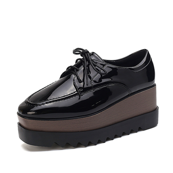 Γυναικεία Παπούτσια Πλατφόρμας 2025 Ευρώπη και Αμερική Station Deep Mouth Square Head Ψηλοτάκουνα με Δέσιμο, Παπούτσια με Σφήνα και Τακούνι Βρετανικού Στυλ