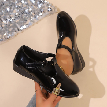 Γυναικεία Παπούτσια Εξωτερικού Εμπορίου Ευρώπης και Αμερικής 2025, Ψηλοτάκουνα Παπούτσια με Τετράγωνη Μύτη και T-Strap, Λουστρίνι, Χοντρό Τακούνι, Μεγάλο Μέγεθος, Γυναικεία Παπούτσια Διασυνοριακού Στυλ, Σέξι