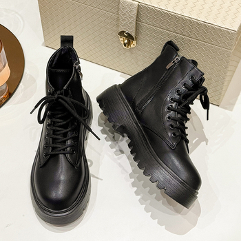 Külkereskedelmi új, nagy méretű, plusz bársonyos, brit stílusú, oldalsó cipzáras csizma nőknek, határokon átnyúló, rövid, vastag talpú, kerek orrú lovagcsizma