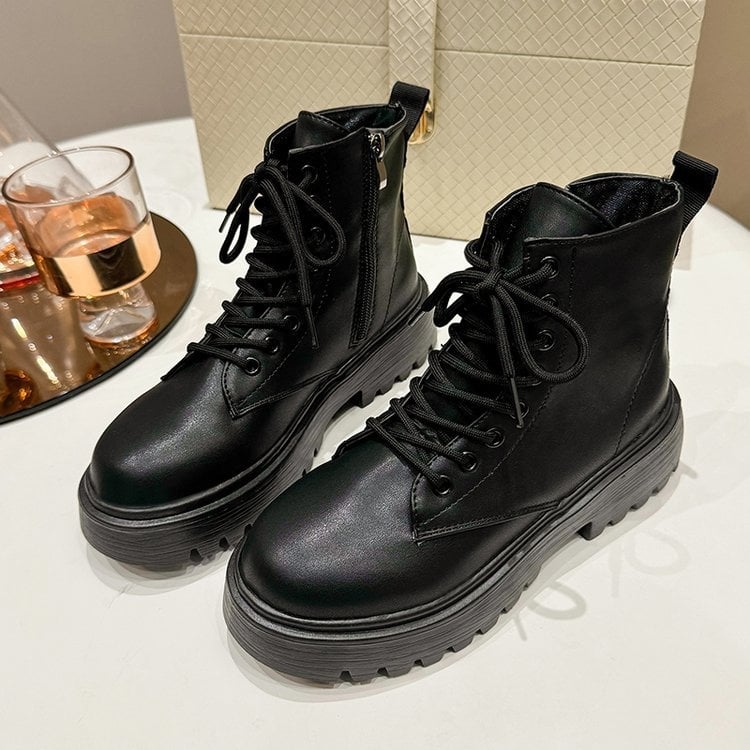 Külkereskedelmi új, nagy méretű, plusz bársonyos, brit stílusú, oldalsó cipzáras csizma nőknek, határokon átnyúló, rövid, vastag talpú, kerek orrú lovagcsizma