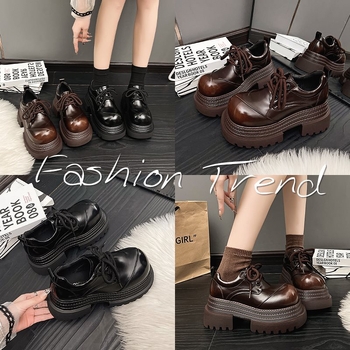 Kis bőrcipők Női JK Trendi 2025 Brit Stílusú Divatos Vastag Talpú Nagy Fejű Új Stílusú Bélelt Loafers Francia Egyrétegű Cipők Minden Méretre Egyező