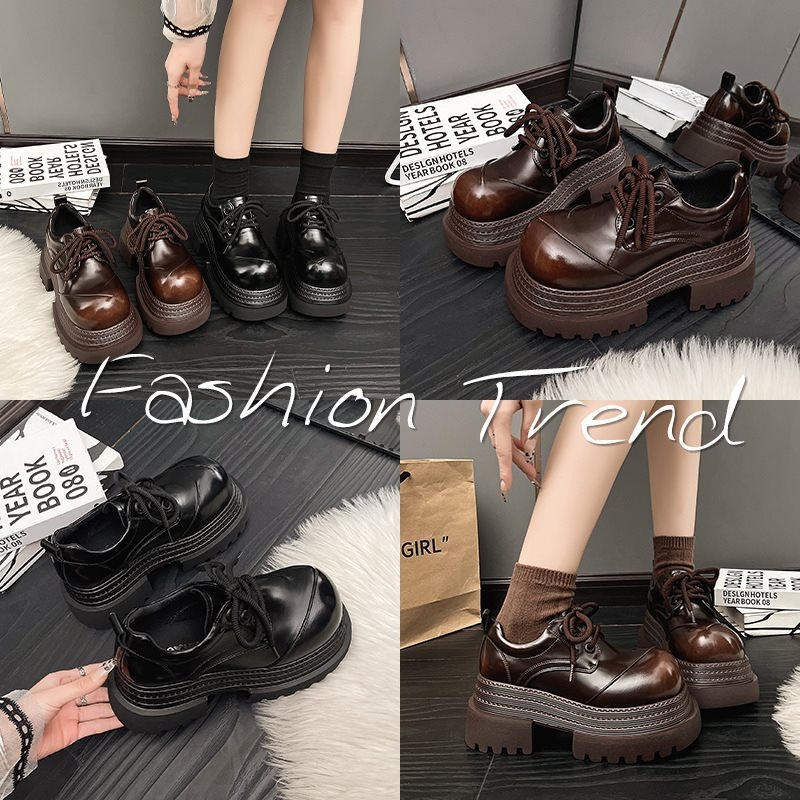 Kis bőrcipők Női JK Trendi 2025 Brit Stílusú Divatos Vastag Talpú Nagy Fejű Új Stílusú Bélelt Loafers Francia Egyrétegű Cipők Minden Méretre Egyező