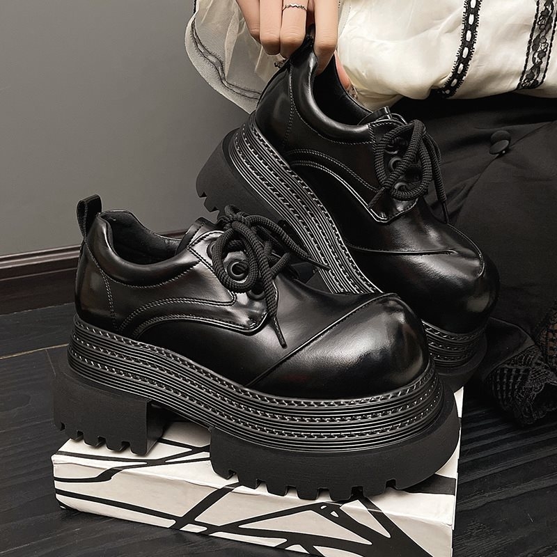 Kis bőrcipők Női JK Trendi 2025 Brit Stílusú Divatos Vastag Talpú Nagy Fejű Új Stílusú Bélelt Loafers Francia Egyrétegű Cipők Minden Méretre Egyező