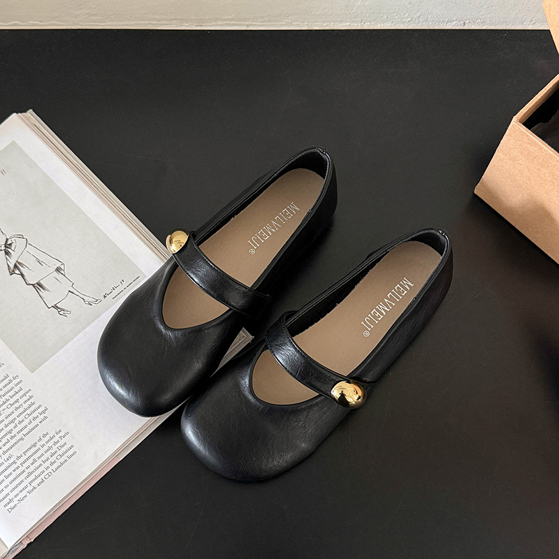 Ljeto 2025. Novi stil Retro univerzalne cipele s okruglim vrhom, ravne ležerne jednoslojne cipele od mekane kože, udobne univerzalne ženske cipele
