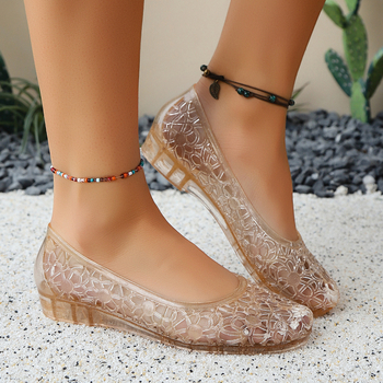 Μοντέρνα, άνετα, ευέλικτα, φλατ σανδάλια για γυναίκες, καλοκαιρινά, αντιολισθητικά, κλειστά δάχτυλα, διαφανή, γυναικεία φλατ παπούτσια για υπαίθριες δραστηριότητες, 2025