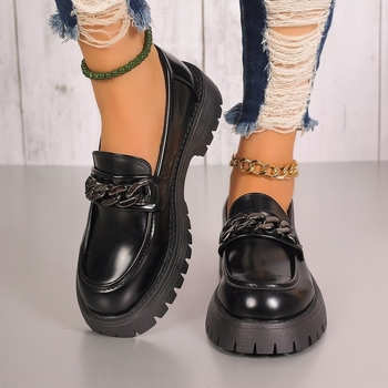 Γυναικεία Loafers με Πλατφόρμα Βρετανικού Στυλ, Slip-on Παπούτσια, Άνοιξη και Φθινόπωρο 2024, Νέα Μαύρα Δερμάτινα Γαλλικά Παπούτσια με Στρογγυλή Μύτη