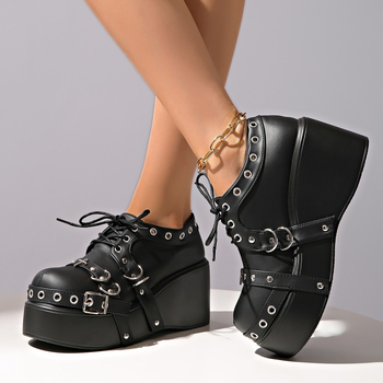 Εξωτερικού Εμπορίου Μεγάλο Μέγεθος Rock Hot Girl Punk Jk Sweet and Cool Μικρά Δερμάτινα Παπούτσια για Γυναίκες 2025 Νέα Παπούτσια Πλατφόρμας Ρετρό Διαμερίσματα