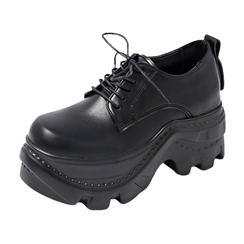 Pantofi de damă de primăvară 2025, cu talpă groasă și șireturi mici, cu cap mare, pentru comerț exterior, mocasini retro de mărime mare, transfrontalieri, cu talpă mică și talpă tip brioșă