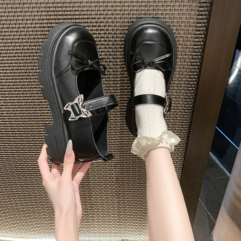 2025 Καλοκαιρινά Νέα Ρετρό Παπούτσια Jk με Αγκράφα, Μικρά Δερμάτινα Παπούτσια Φοιτητικής Στολής, Δερμάτινα Παπούτσια Mary Jane με Χοντρό Σόλα και Φιόγκο για Γυναίκες