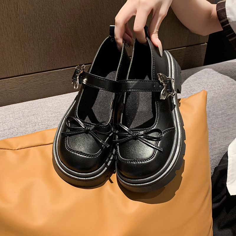 2025 Nyári Új Retro Csatos JK Kis Bőr Cipő Diák Egyenruhás Bőr Cipő Vastag Talpú, Masni Mary Jane Cipő Női