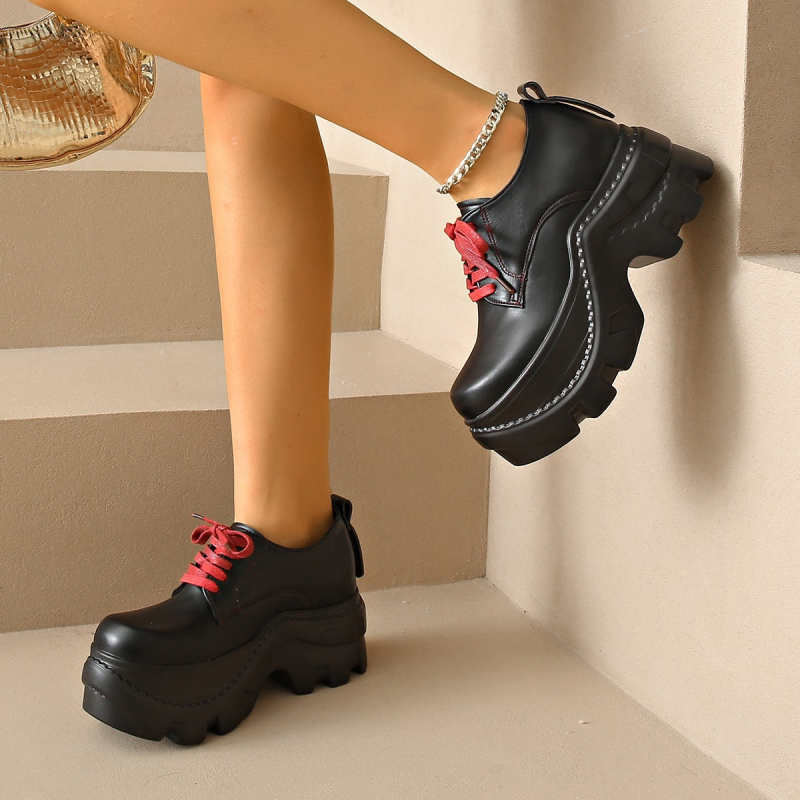 plus size 2024 új vastag talpú muffin brit stílusú JK kis bőr cipő mokaszin női cipők elöl fűzős bőr cipő