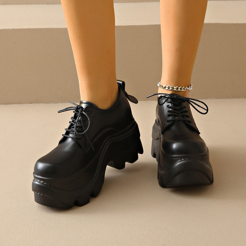 plus size 2024 új vastag talpú muffin brit stílusú JK kis bőr cipő mokaszin női cipők elöl fűzős bőr cipő