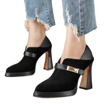 Μοκασίνια 2025 Νέα, Μυτερά, Ψηλοτάκουνα, Μεταλλική Αγκράφα, Σέξι, Κομψά, Γυμνά Μπότες, Επαγγελματικά, Γυναικεία Παπούτσια Εργασίας