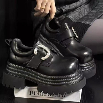 Γυναικεία μοκασίνια με χοντρές σόλες και μεγάλα δάχτυλα, νέα ανοιξιάτικα πανκ, ευέλικτα κολεγιακά βρετανικού στιλ παπούτσια που αυξάνουν το ύψος του 2025