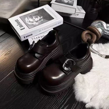 Γυναικεία μοκασίνια με χοντρές σόλες και μεγάλα δάχτυλα, νέα ανοιξιάτικα πανκ, ευέλικτα κολεγιακά βρετανικού στιλ παπούτσια που αυξάνουν το ύψος του 2025