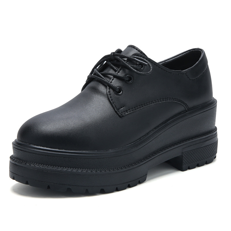 Pantofi cu platformă pentru comerț exterior, cu fund gros, 2024, toamna nouă, pantofi cu un singur strat, stil britanic, pantofi mici din piele, pantofi pentru femei, cu toc mediu, asortați, casual, populari