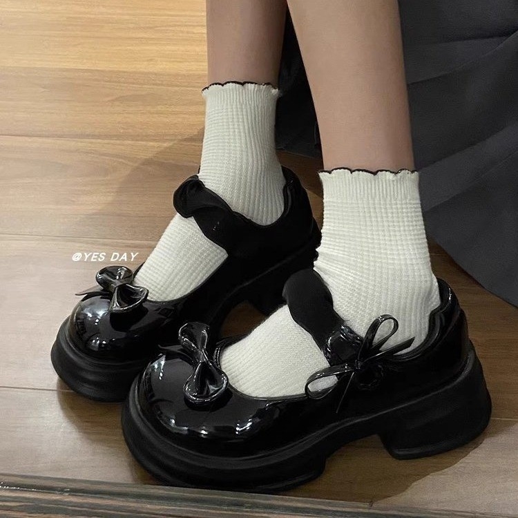 2025-ös masnis japán stílusú kis bőr női cipő, fekete, szoknyával, Mary Jane cipő, női cipők, brit stílusú retró