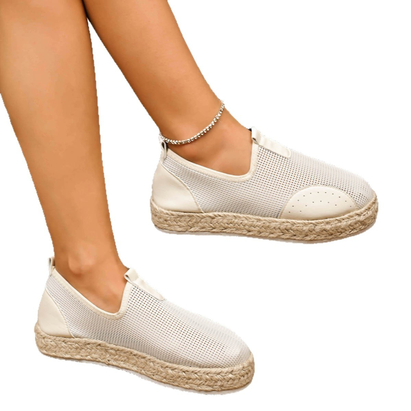 „Lazy Slip-On“ tinklelio užsienio prekybos džiuto padu žvejo batai 2025 m. rudens kvėpuojantys storapadiai didelių dydžių laisvalaikio batai moterims