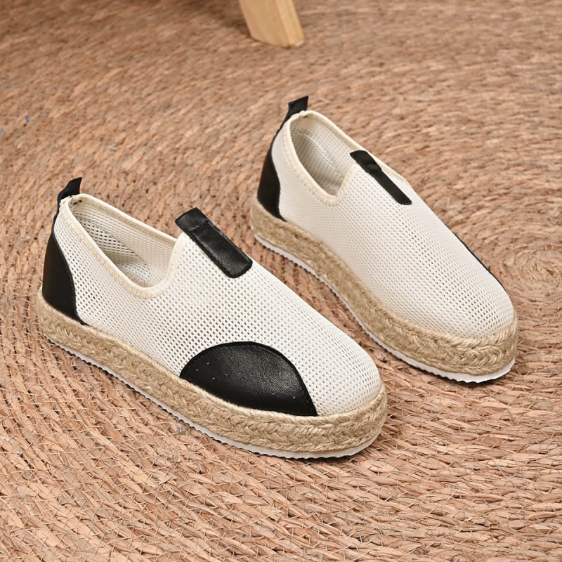 „Lazy Slip-On“ tinklelio užsienio prekybos džiuto padu žvejo batai 2025 m. rudens kvėpuojantys storapadiai didelių dydžių laisvalaikio batai moterims