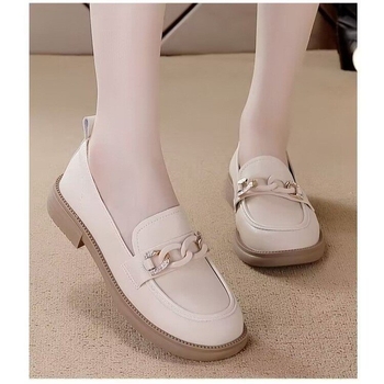 2024 Tavasz és Ősz Új valódi bőr munkacipő Női brit stílusú, puha talpú, csúszásgátló, mokaszinos, női egyrészes cipő