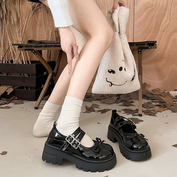 Platform masni kis bőr cipő női 2025 tavaszi új retró japán JK brit stílusú masni Mary Jane cipők