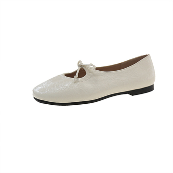 Γυναικεία φλατ παπούτσια Mary Jane για μεγάλα μεγέθη, άνοιξη και φθινόπωρο 2025, νέα, τετράγωνα δάχτυλα, ρηχά, μαλακά κάτω μέρη, γόβες, γαλλικό μπαλέτο με τόξο