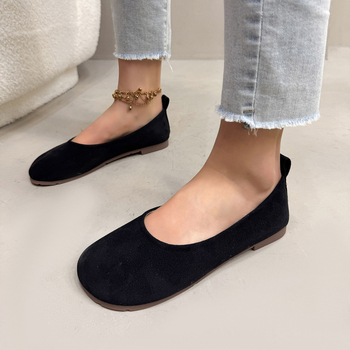 2025 m. nauji retro stiliaus maži apvalūs bateliai plokščiais kraštais moterims, pavasariniai užsegami, negilūs, universalūs minkšto padu bateliai močiutei moterims