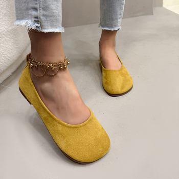 2025 m. nauji retro stiliaus maži apvalūs bateliai plokščiais kraštais moterims, pavasariniai užsegami, negilūs, universalūs minkšto padu bateliai močiutei moterims