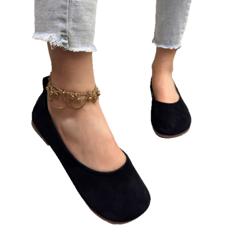 2025 m. nauji retro stiliaus maži apvalūs bateliai plokščiais kraštais moterims, pavasariniai užsegami, negilūs, universalūs minkšto padu bateliai močiutei moterims