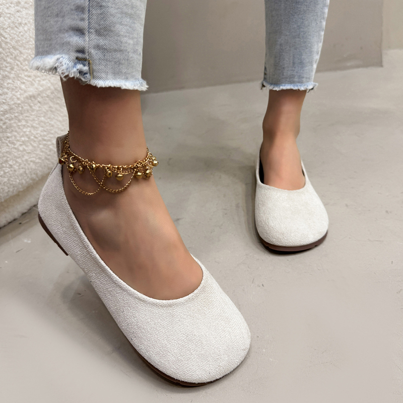 2025 m. nauji retro stiliaus maži apvalūs bateliai plokščiais kraštais moterims, pavasariniai užsegami, negilūs, universalūs minkšto padu bateliai močiutei moterims