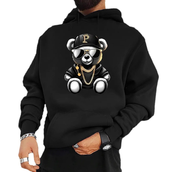 Трансгранична външна търговия Европа и Съединените щати мъже и жени пуловер с качулка хип-хоп мече печат есен и зима с дълъг ръкав с подплата от полар на едро